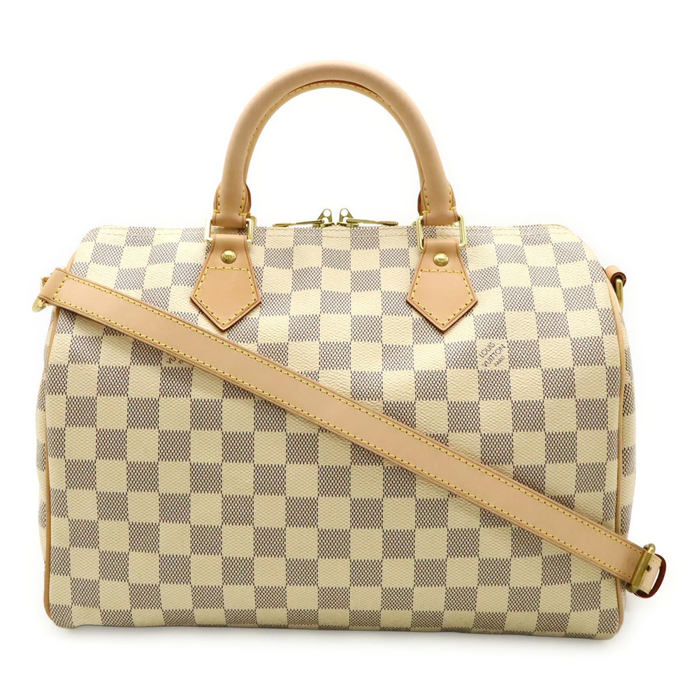 LOUIS VUITTON Damier Azur White Speedy Bandouliere Bag Crossbody